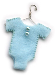 Babys first Christmas ornaments in blue felt