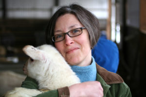 woman with lamb