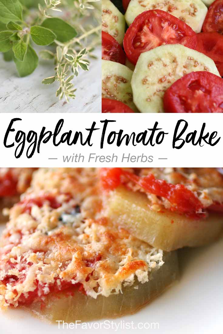 When the eggplant and tomato in the garden (or the farm share) get a little out of control, try this eggplant tomato bake. Great with fresh herbs!
