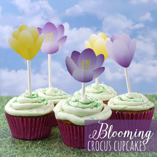 blooming crocus cupcake printables