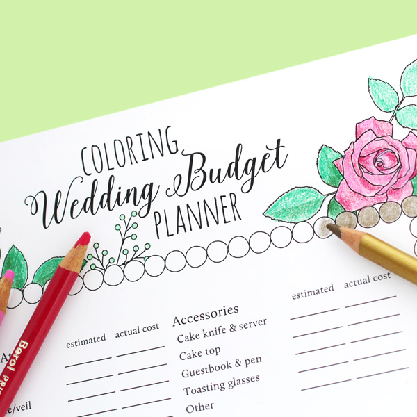 wedding budget planner ready to color