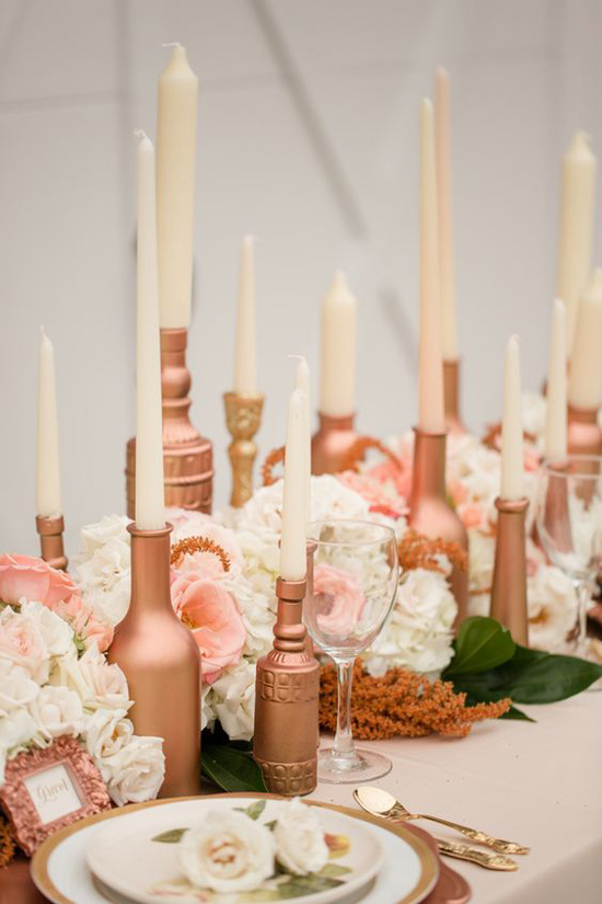 rose gold candle holders from bottles