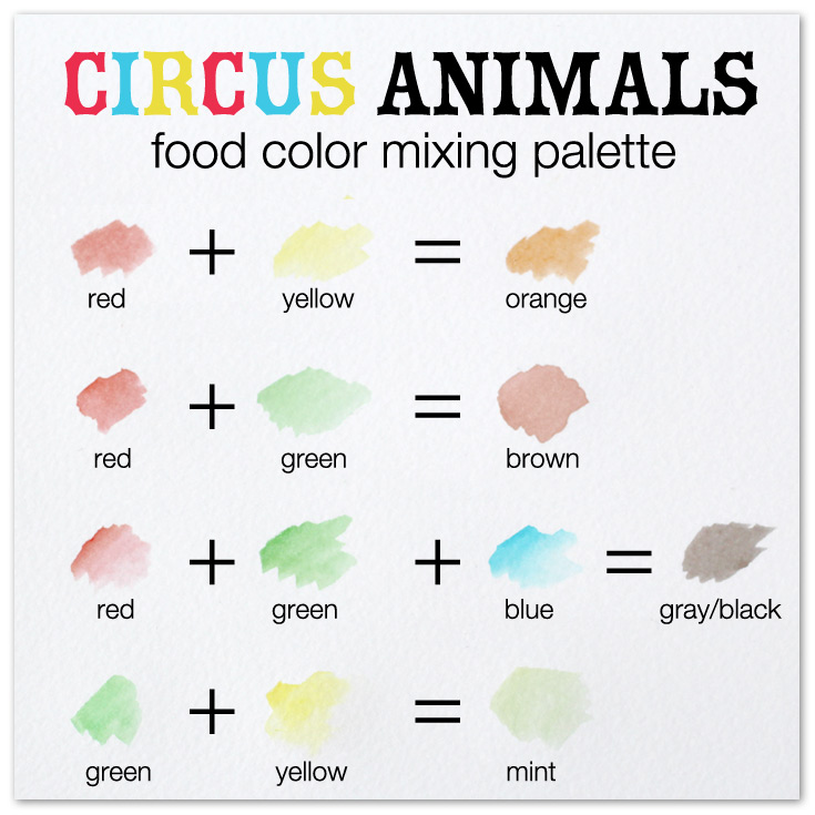 food color palette for circus party animals