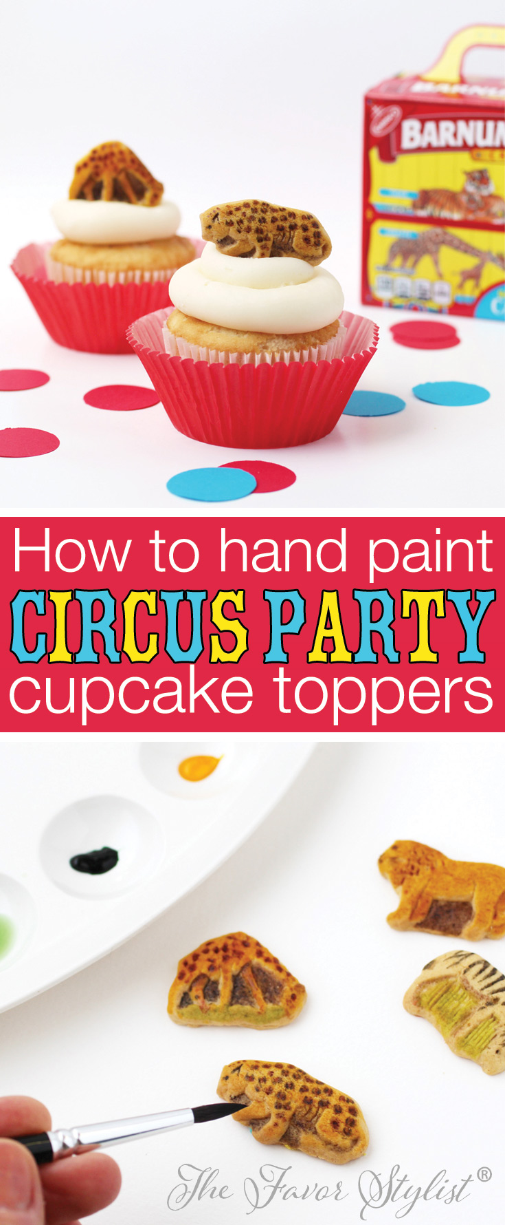 How to hand paint circus party cupcake toppers